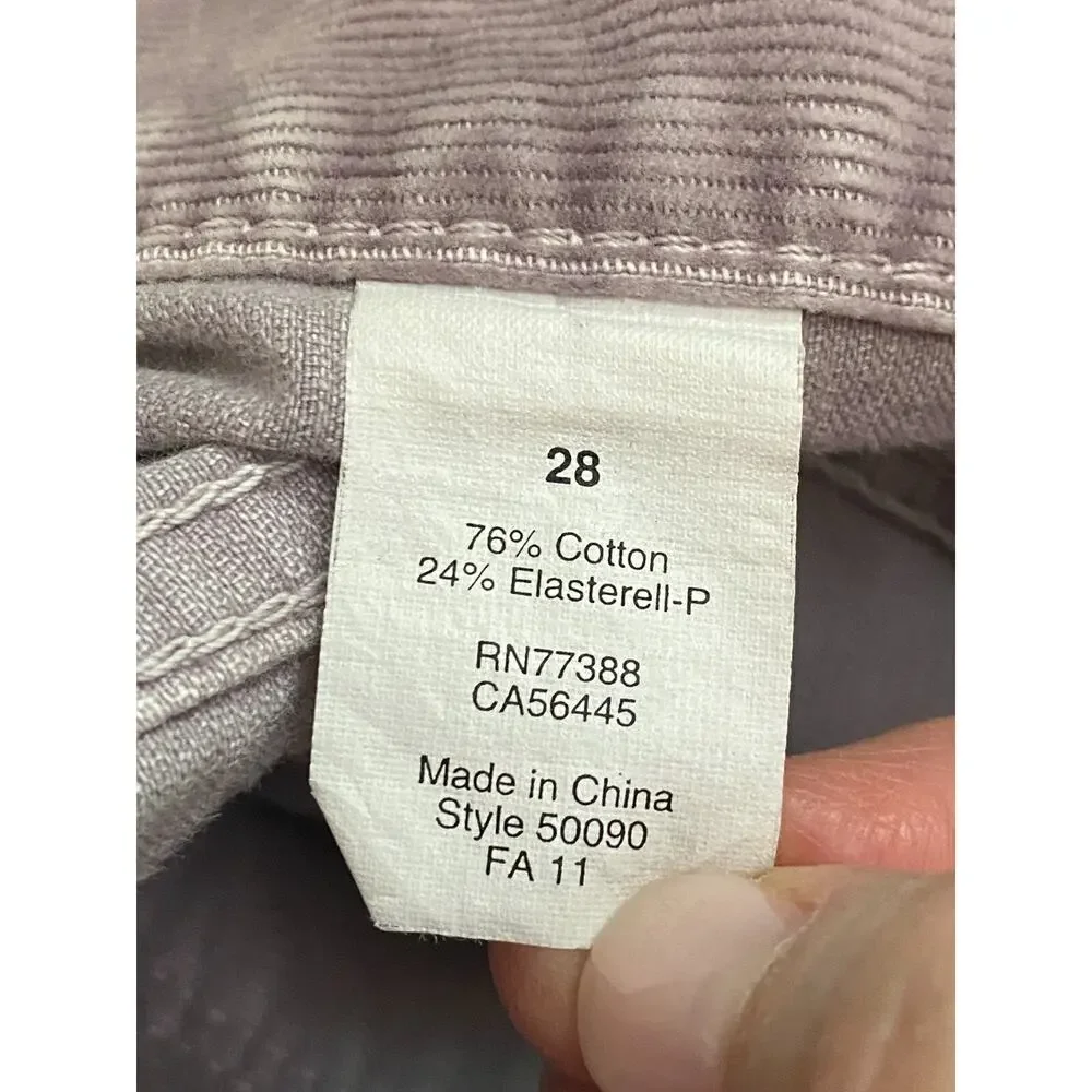 J.CREW Jeans Womens 28 Corduroy Toothpick Ankle Zip Skinny Cotton Stretch Purple